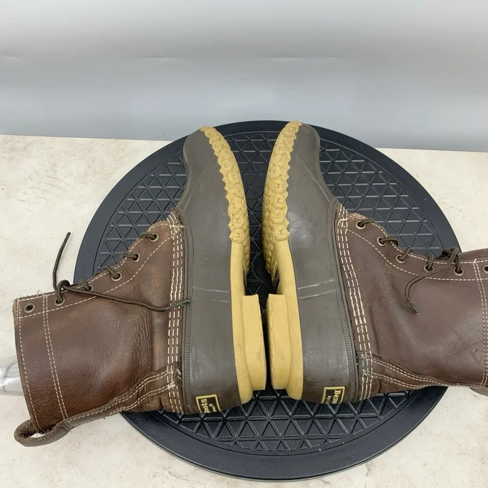 LL Bean Duck Boots Women Size 8 Shoes Dark Brown Leather Rubber Mid 8